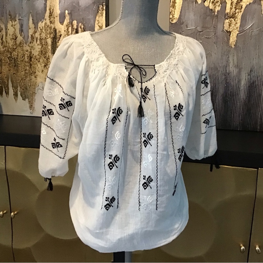 Bohemian Embroidered White Top